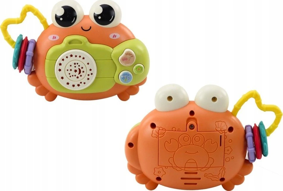 Lean Toys Žaislinis krabas su barškučiu ir projektoriumi, oranžinis