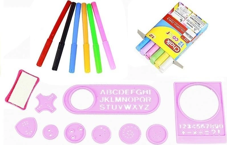 Lean Toys „LeanToys“ kreidinės lentos žymeklis + žymeklių 2 viename šablonai LEAN Žaislai