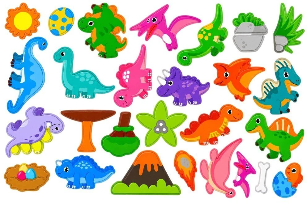 Lean Toys Magnetinė knygelė su dinozaurais, 30 magnetų, 18,5 × 18,5 cm