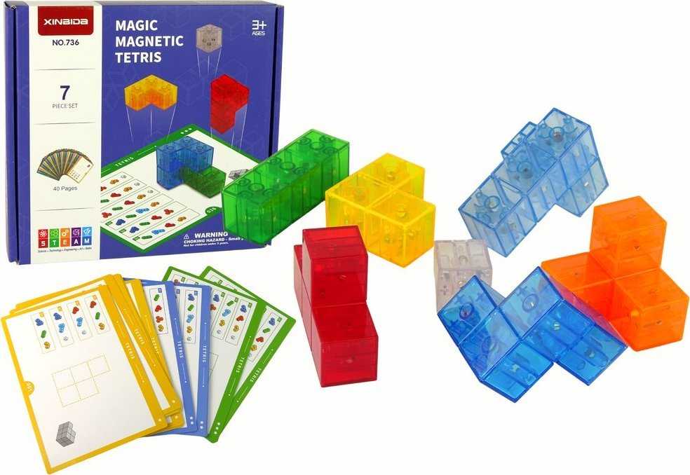 Vaikiškas magnetinių kaladėlių rinkinys kubas Lean toys, 7 vnt.