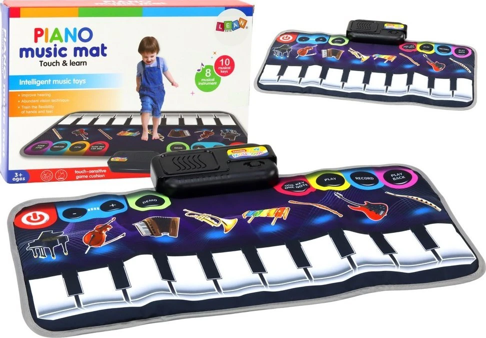 Lean Toys Muzikinis kilimėlis su pianinu ir instrumentais, 60x30 cm