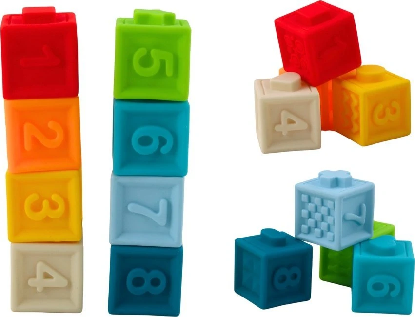 Lean Toys Minkšti ugdomieji kubeliai su gyvūnų figūrėlėmis, 20 elementų