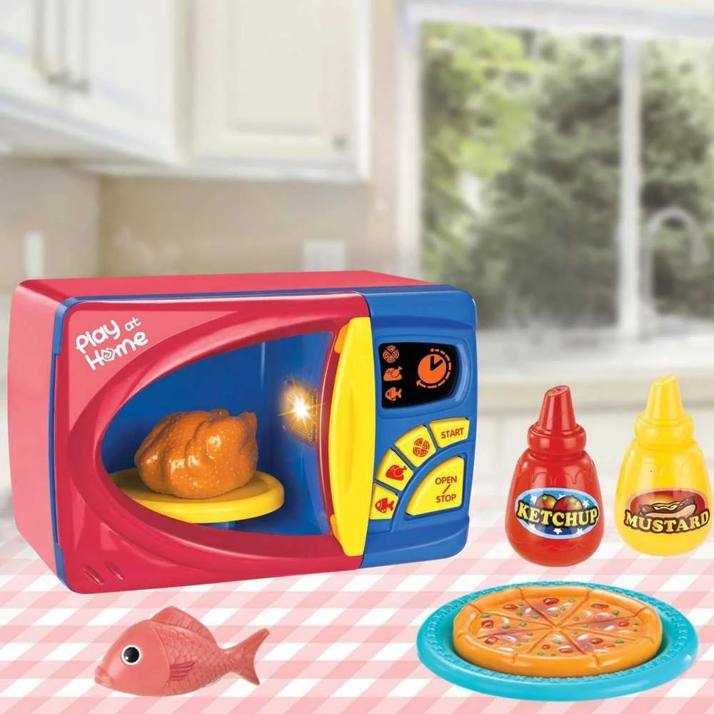 Lean Toys Žaislinė mikrobangų krosnelė su priedais vaikams nuo 3 metų