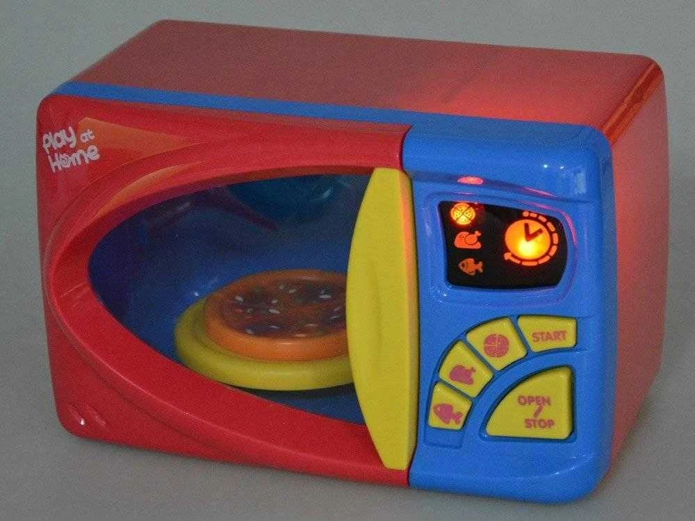 Lean Toys Žaislinė mikrobangų krosnelė su priedais vaikams nuo 3 metų