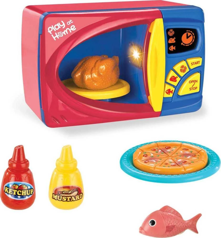 Lean Toys Žaislinė mikrobangų krosnelė su priedais vaikams nuo 3 metų
