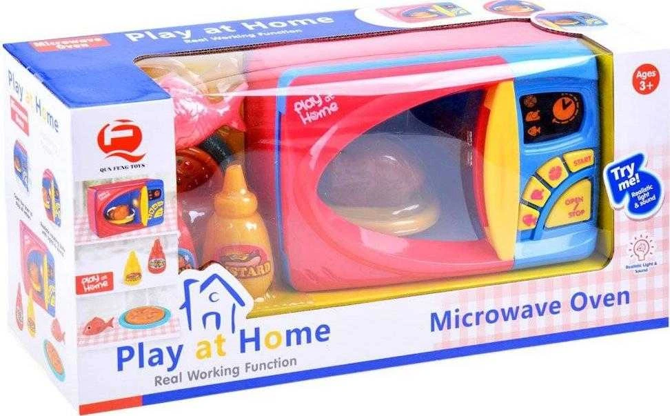 Lean Toys Žaislinė mikrobangų krosnelė su priedais vaikams nuo 3 metų