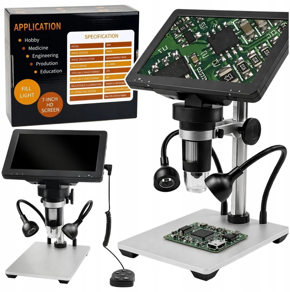 Carruzzo Skaitmeninis mikroskopas 1200x su 7 colių LCD ekranu