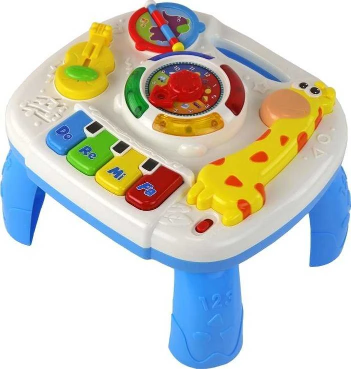 Interaktyvus edukacinis stalas Lean Toys su judančiu laikrodžiu, 24,5x22,5x16 cm