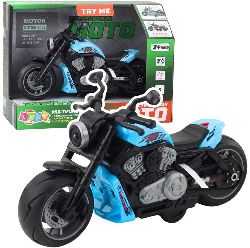 Lean Toys Žaislinis motociklas su šviesomis ir garsais, mėlynas