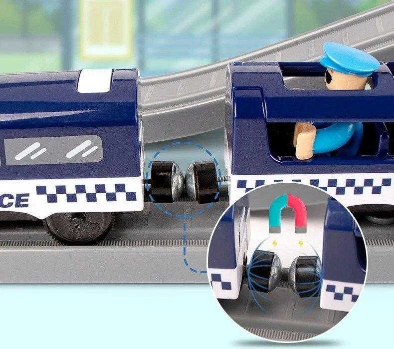 Lean Cars Policijos miesto traukinio rinkinys mėlynas