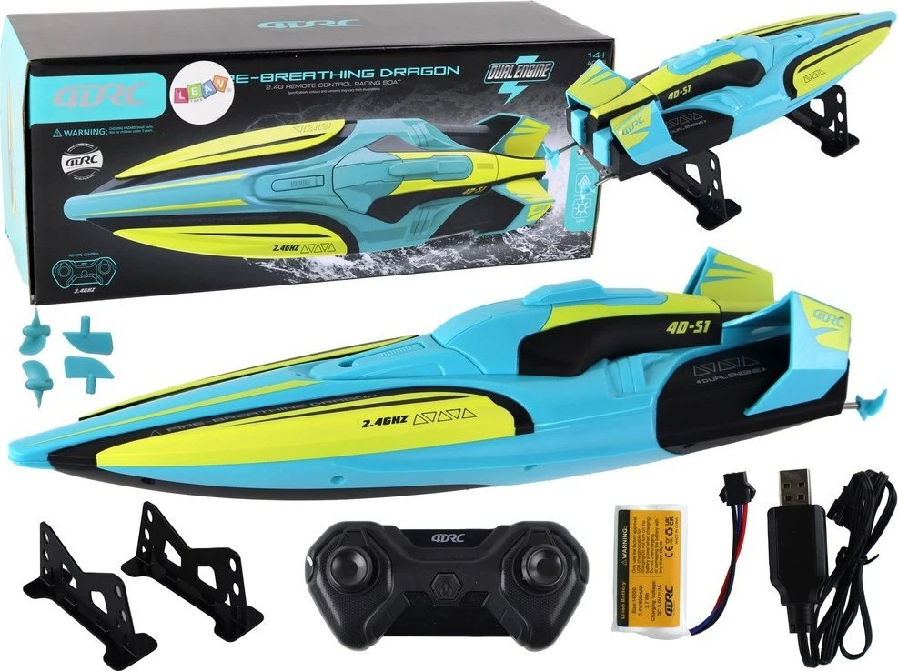 Lean Toys Turkio ir geltonos spalvos RC valdomas vandens laivas