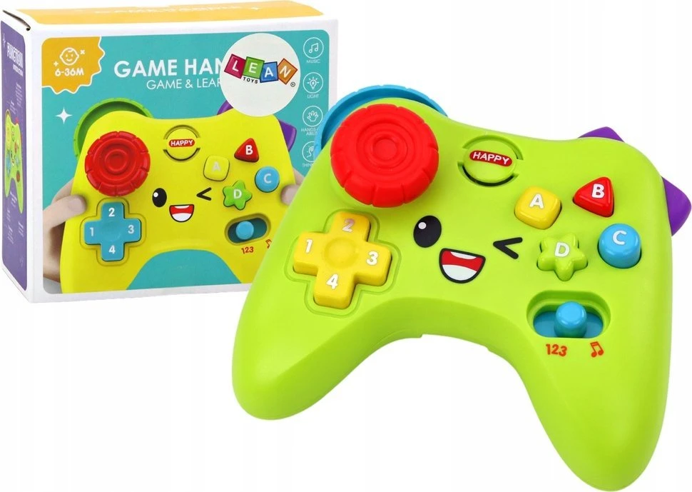 Lean Toys Interaktyvi mokomoji konsolė su šviesomis ir garsais, žalia