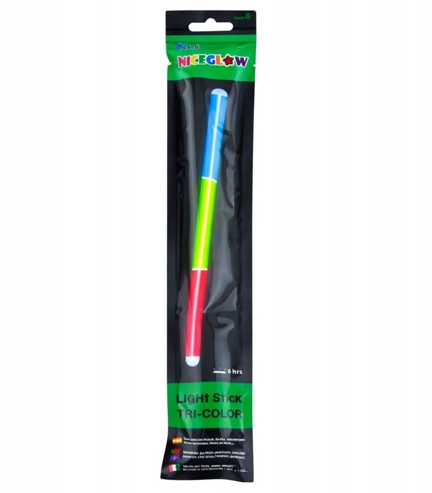 Lean Toys Pałka Trispalvė fluorescencinė lazdelė, šviečianti tamsoje, neoninė lazdelė, 31,5 cm