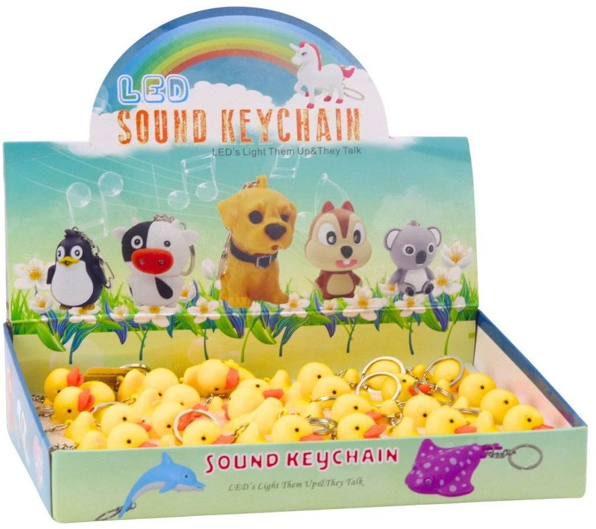 Lean Toys Raktų pakabukas anties formos su LED šviesa ir garsu, 4.5x3.5 cm