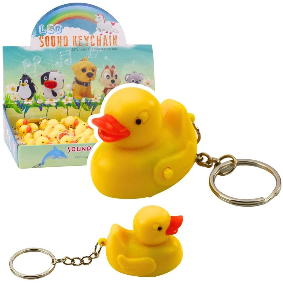 Lean Toys Raktų pakabukas anties formos su LED šviesa ir garsu, 4.5x3.5 cm