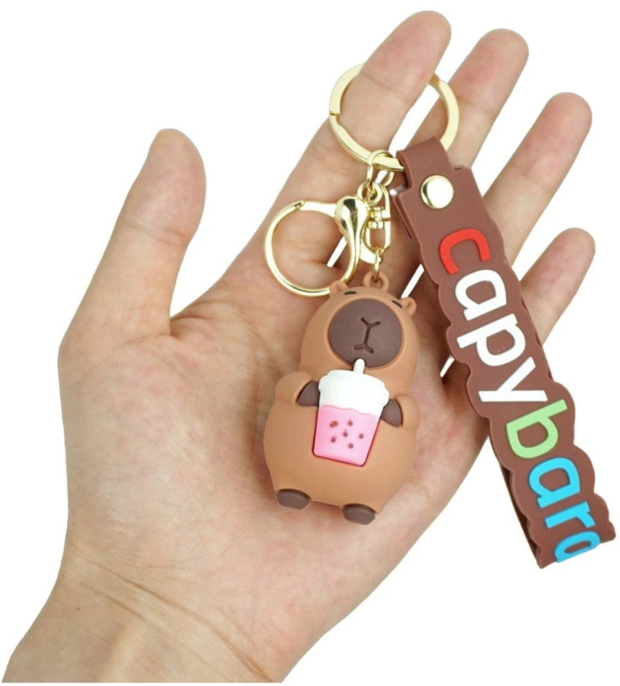 Lean Toys Raktų pakabukas kapibara su puodeliu