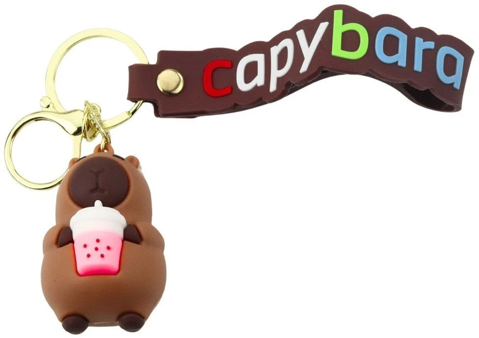 Lean Toys Raktų pakabukas kapibara su puodeliu