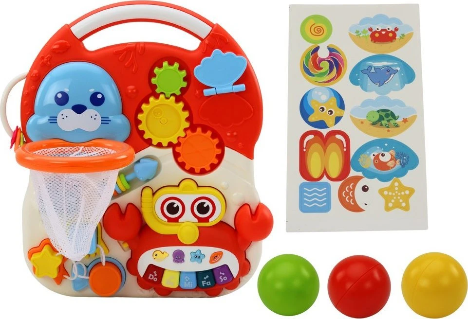 Lean Toys Stumdukas ir interaktyvus edukacinis stalas 2in1 Huanger, raudonas