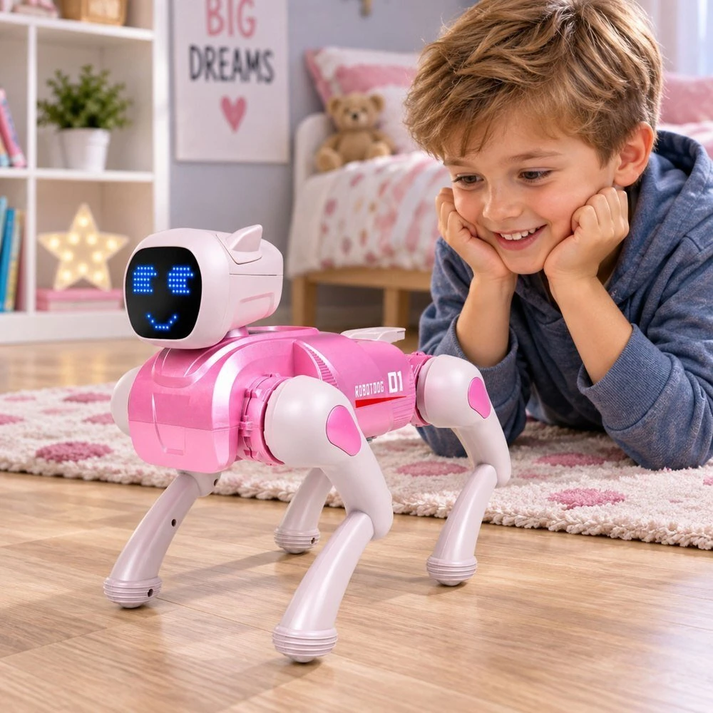 Lean Toys Robotas šuo, programuojamas, su Bluetooth, rožinis, 31 × 16,5 × 23,5 cm