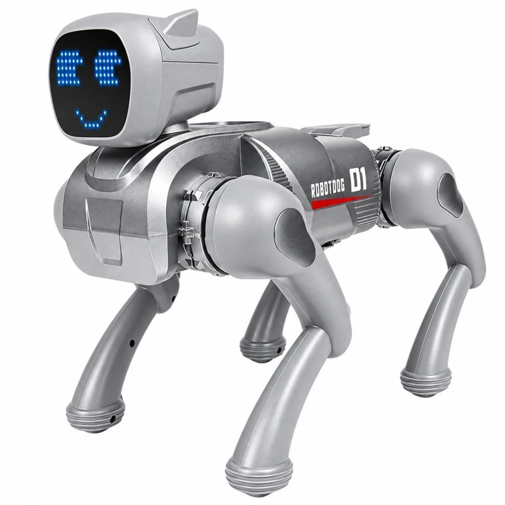 Lean Toys Nuotoliniu būdu valdomas robotas šuo, programuojamas, su Bluetooth, sidabrinis, 31 × 16,5 × 23,5 cm
