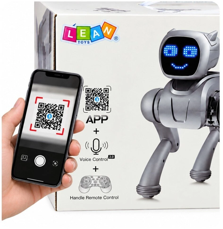 Lean Toys Robotas šuo, programuojamas, su Bluetooth, rožinis, 31 × 16,5 × 23,5 cm