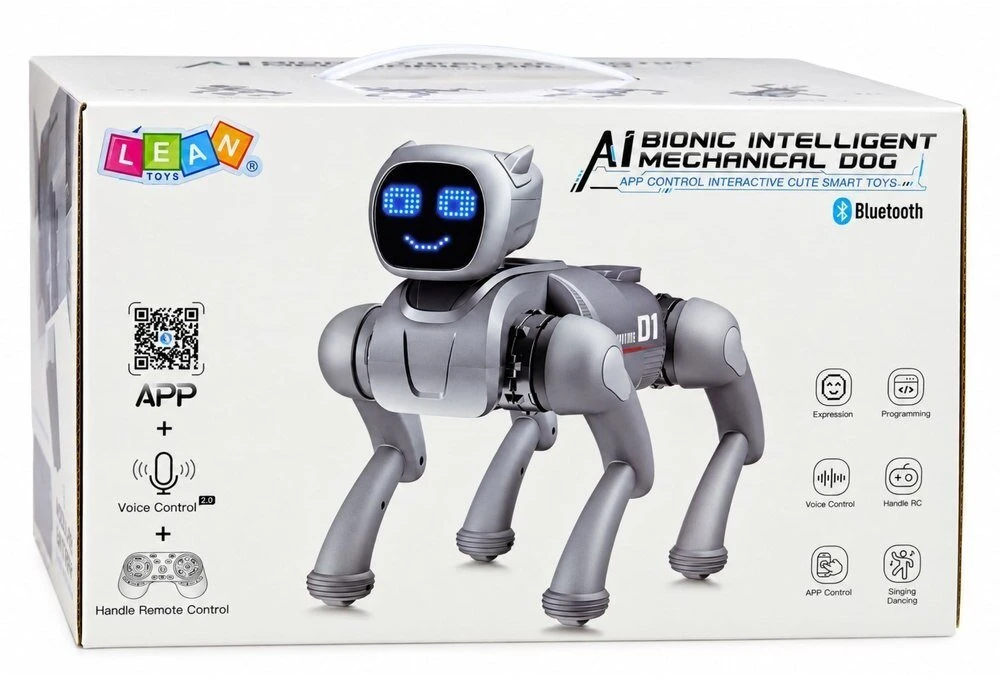 Lean Toys Robotas šuo, programuojamas, su Bluetooth, rožinis, 31 × 16,5 × 23,5 cm