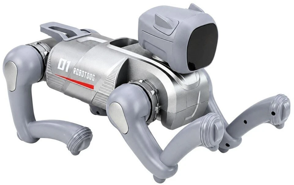 Lean Toys Nuotoliniu būdu valdomas robotas šuo, programuojamas, su Bluetooth, sidabrinis, 31 × 16,5 × 23,5 cm