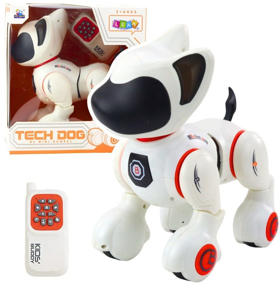 Lean Toys Interaktyvus robotas-šuo su nuotoliniu valdymu, baltas ir oranžinis