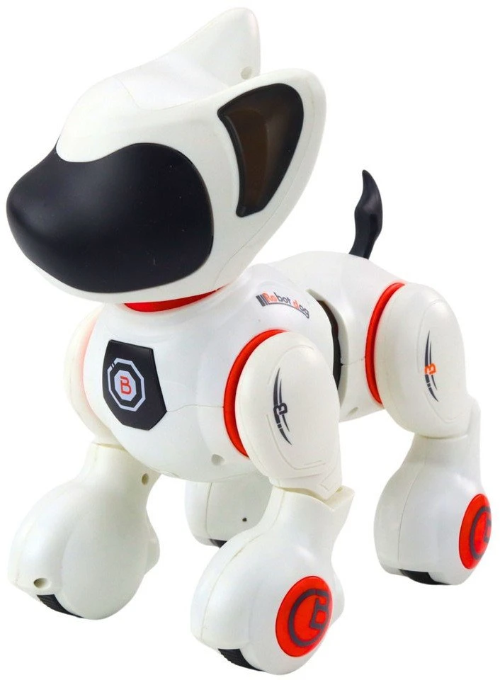 Lean Toys Interaktyvus robotas-šuo su nuotoliniu valdymu, baltas ir oranžinis
