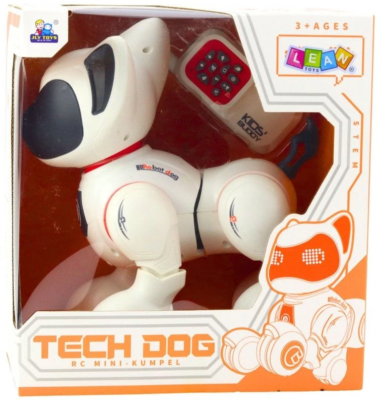 Lean Toys Interaktyvus robotas-šuo su nuotoliniu valdymu, baltas ir oranžinis