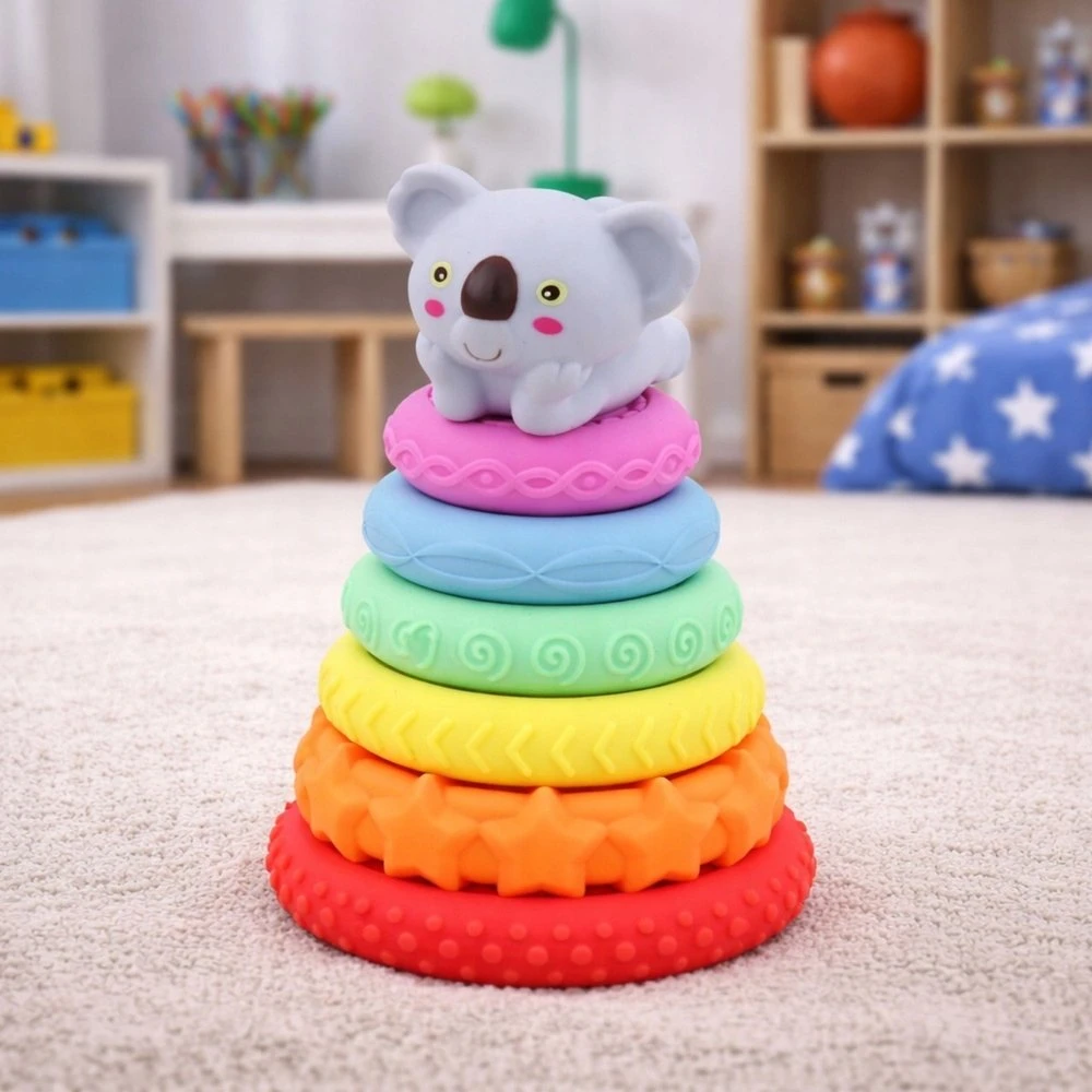Lean Toys Sensorinė piramidė pastelinė 7 vnt.