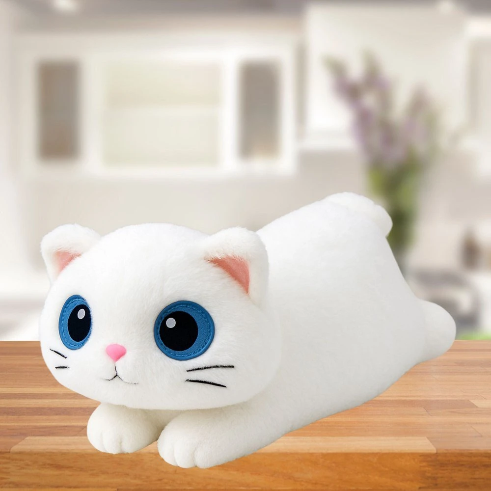 Lean Toys Pliušinis katinas su mėlynomis akimis, 45 cm