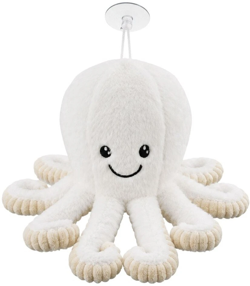 Lean Toys Pliušinis aštuonkojis su siurbtuku ir tampriais čiuptuvais, baltas, 16 × 10 × 10 cm