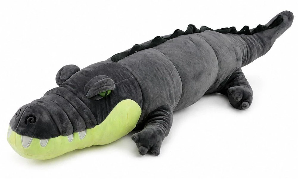 Lean Toys Pliušinis krokodilas, pilkas, 90 x 30 x 25 cm