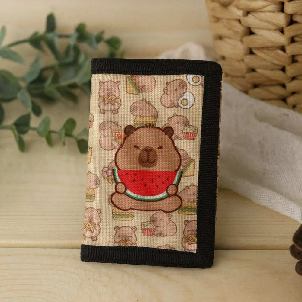 Lean Toys Vaikiška piniginė su Velcro užsegimu ir kapibaros motyvu 12.5x8.5 cm
