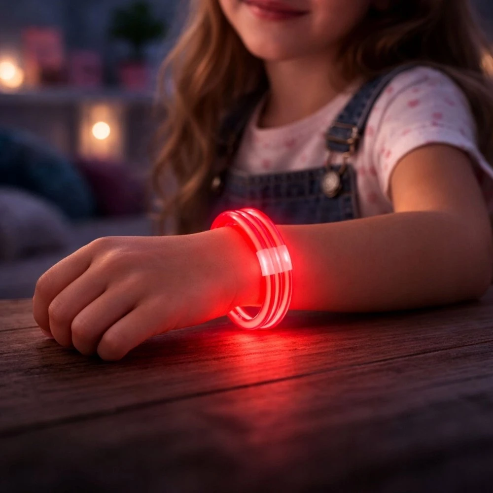 Lean Toys Potrójna Triguba fluorescencinė tamsoje šviečianti neoninė lazdelės formos apyrankė