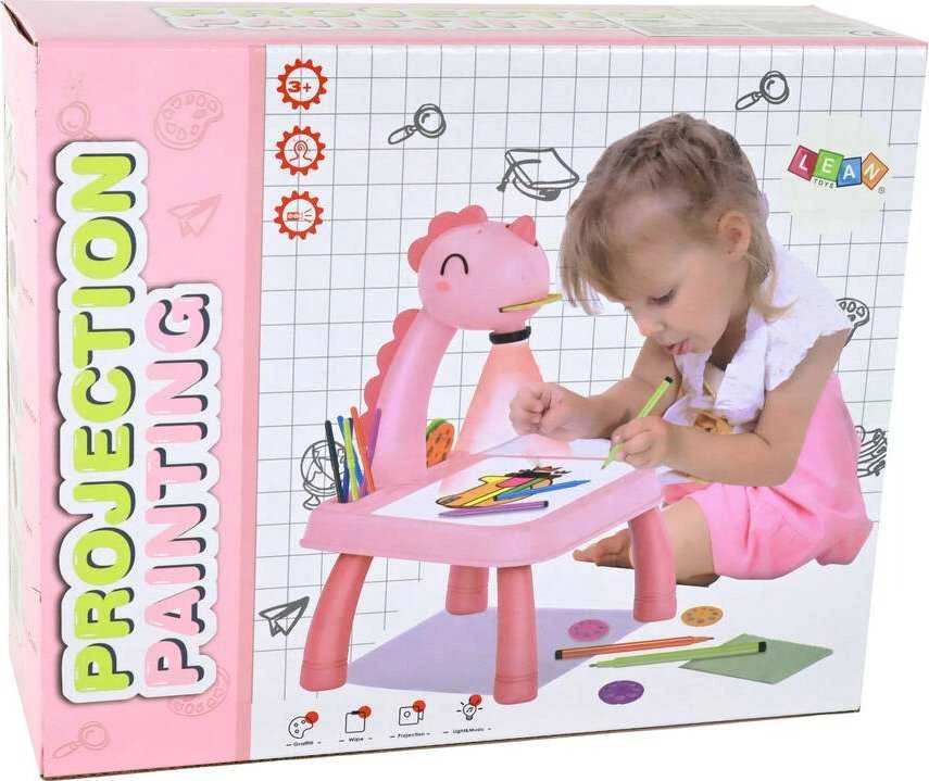 Lean Toys LeanToys Projektorius do nauki rysowania Dinozaur Rožinė