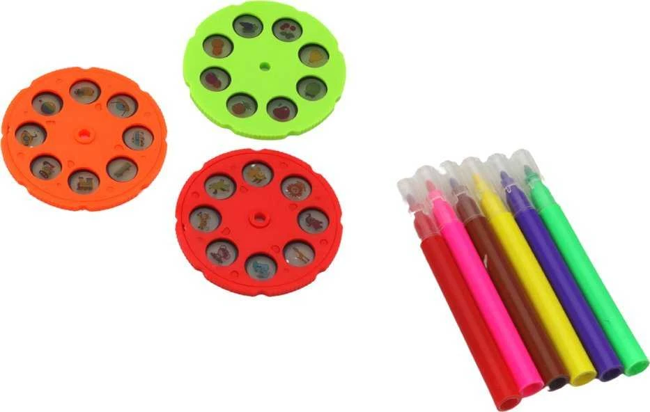 Lean Toys Piešimo projektorius su 3 keičiamais diskais ir žymekliais