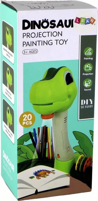 Lean Toys Dinozaurų Piešimo Projektorius su Garsais ir Priedais