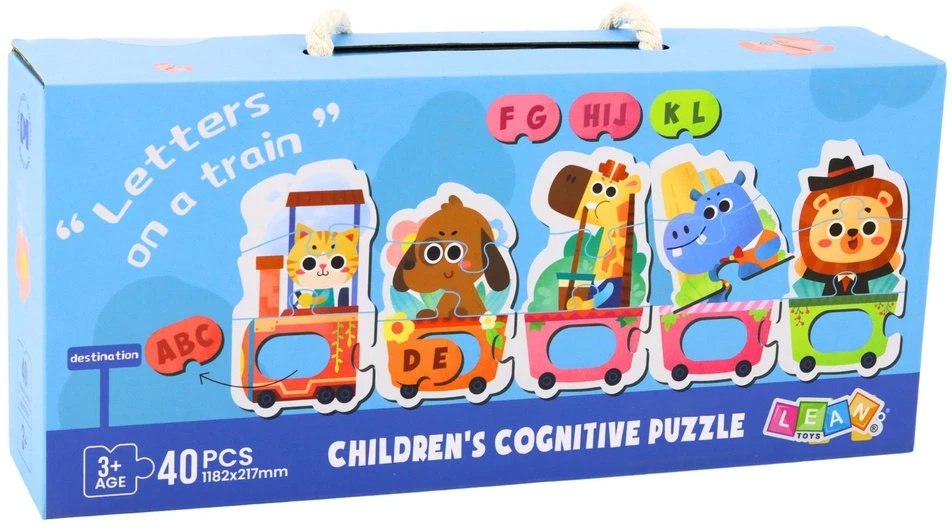 Lean Toys Edukacinė dėlionė Abėcėlės traukinukas su gyvūnais 40 el.