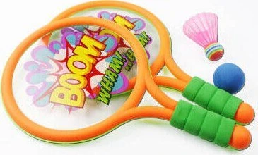 Lean Toys Vaikiški badmintono raketės su dinozaurais, oranžinės ir žalios