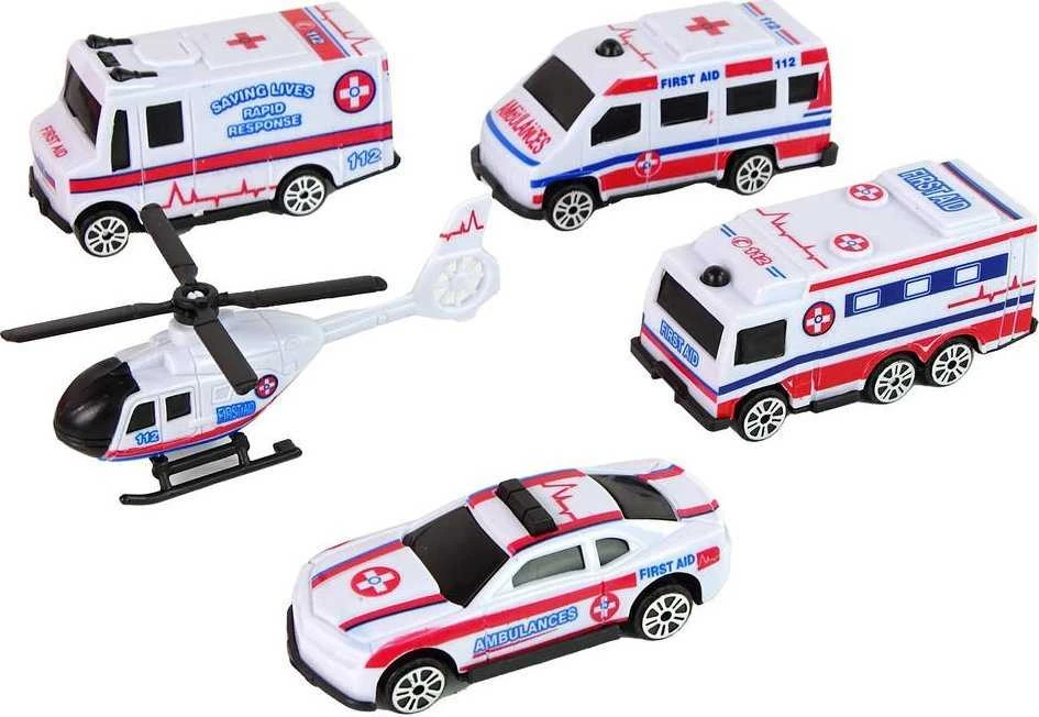 Lean Toys Ugniagesių ir greitosios medicinos pagalbos transporto priemonių rinkinys
