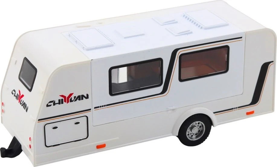 Lean Toys RAUDONAS VISUREIGIS SU KEMPINGO PRIEKABA 1:32