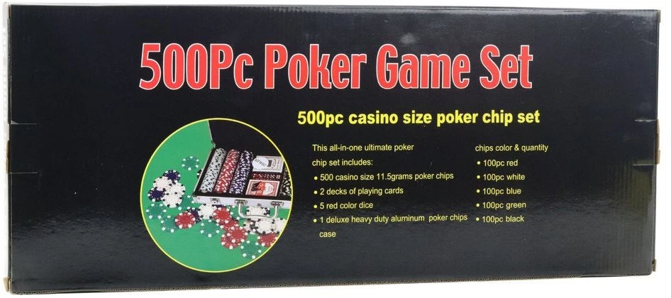 Lean Toys Pokerio rinkinys su aliuminio dėklu, 500 dalių