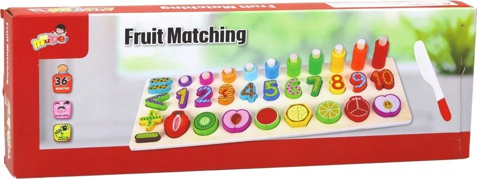 Lean Toys Medinė edukacinė lentelė su vaisiais ir matematika