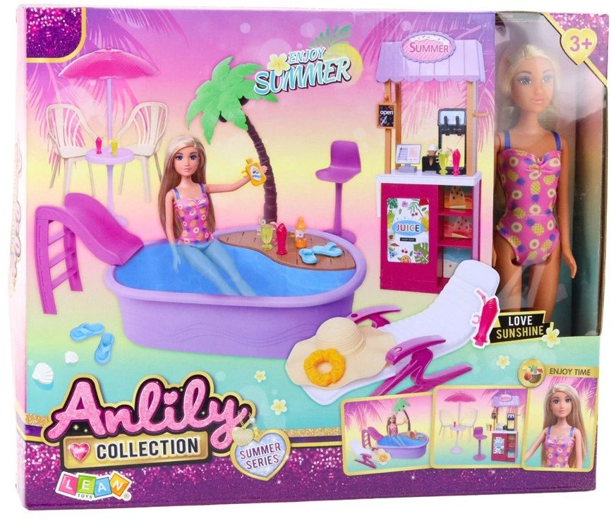 Lean Toys Lėlė Anlily su baseinu ir aksesuarais