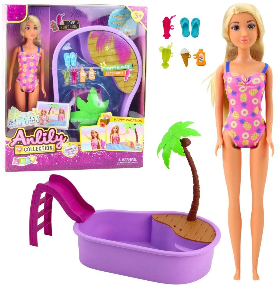 Lean Toys Lėlė Anlily su baseinu ir aksesuarais