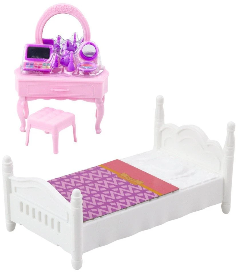 Lean Toys Lėlė Anlily su lova ir tualetiniu staliuku