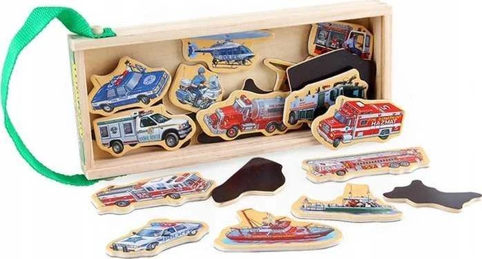Lean Toys Medinių Magnetų Rinkinys su Transporto Priemonėmis, 20 vnt.