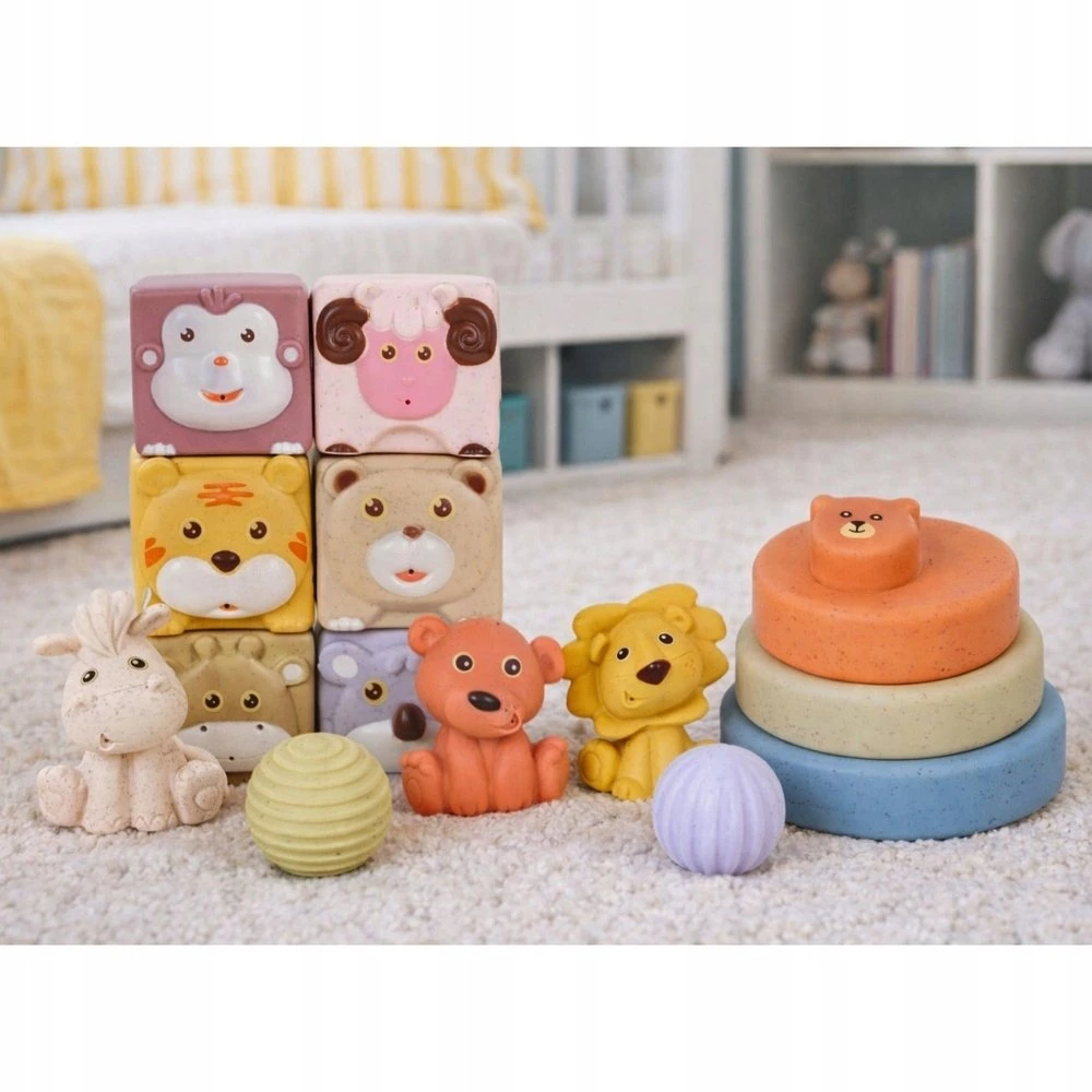 Lean Toys Minkštos sensorinės kaladėlės 18 vnt.